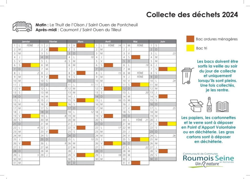 Calendrier Des Collectes Des Déchets 2024 - Site Officiel De La Commune ...